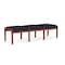 Lesro Lenox Wood 3 Seat Bench Wood Frame, Cherry, OH Navy Upholstery LW3001 - alternate 2